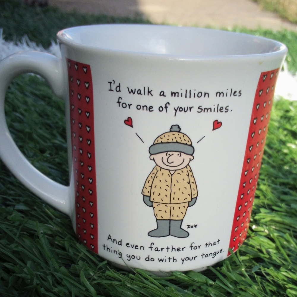 Cute Red and White Mug with Heart Design